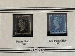 1840 & 1841 Penny Black Et Deux Blue Penny À Westminster Presentaion Dossier