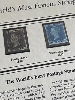 1840 & 1841 Penny Black Et Deux Blue Penny À Westminster Presentaion Dossier