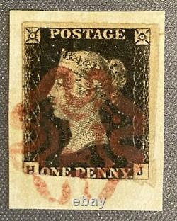 1840 1d Penny Black Sur Piece Croix-rouge Maltaise