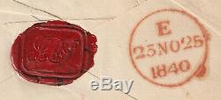 1840 Penny 1d Noir Sur La Couverture Pl. 1b Réentrée 4 Bonnes Marges Super Sealmx Rouges