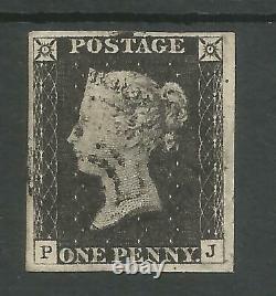 1840 Penny Black (pj) Plaque 2 Fine Used 4 Large Margins Lovely Stamp