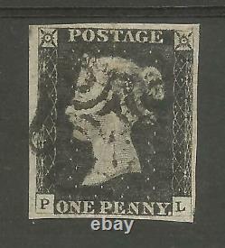 1840 Penny Black (pl) Plaque 2 Fine Used 4 Large Margins Lovely Stamp