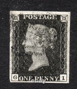 1840 Penny Noir Sg 2 Plaque 9 (g I) 1d Noir Très Grande Marge Exemple