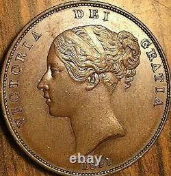 1841 Grande Britaine Victoria Penny Coin Exemple Fantastique