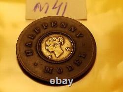 1844 Sharp High Grade Super Rare Grande-bretagne Modèle Penny Coin Idm41