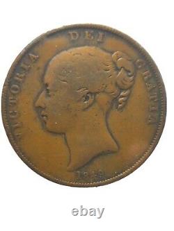 1849 Grande-bretagne Royaume-uni Rare Key Date Penny