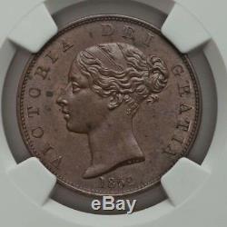 1852 Victoria 1/2 Penny Halfpenny Ngc Ms62 Points Sur La Grande-bretagne Bouclier