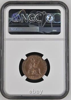 1853 Grande-Bretagne 1/4p Farthing RAISED WW NGC MS 64 BN PQ AVEC DES DROITS SUR RB