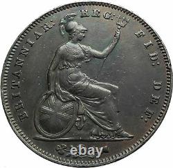 1854 Royaume-uni Grande-bretagne Royaume-uni Queen Victoria Penny Antique Coin I78583