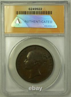 1858 Grande-bretagne 1 Penny Coin Reine Victoria Anacs Ef 40