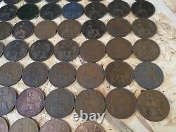 1860-1967 Grand One Penny Metal Grande-bretagne 79 Pièces D'année Différentes