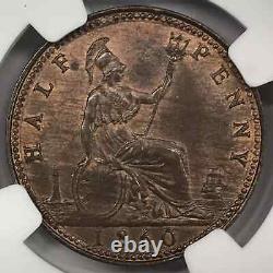 1860 Grande-Bretagne CUIVRE 1/2 Penny NGC MS-63 BN