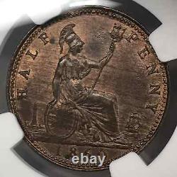 1860 Grande-Bretagne CUIVRE 1/2 Penny NGC MS-63 BN