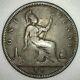 1860 Grande-bretagne Penny Coin Bronze Royaume-uni One Cent Fine