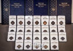 1860 To1967 Unc 109 Coins Ngc Grande-bretagne Uk Half Penny Lot Près Complète