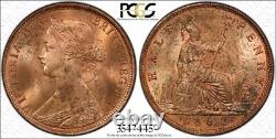 1862 Grande-Bretagne Demi-Penny PCGS MS 64RB Rare dans ce Grade