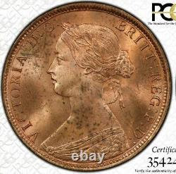 1862 Grande-Bretagne Demi-Penny PCGS MS 64RB Rare dans ce Grade