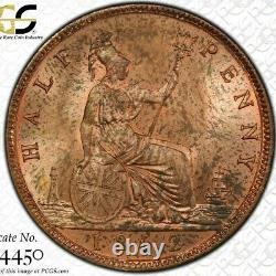 1862 Grande-Bretagne Demi-Penny PCGS MS 64RB Rare dans ce Grade