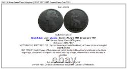 1862 Royaume-uni Grande-bretagne Royaume-uni Queen Victoria Véritable Penny Coin I79514