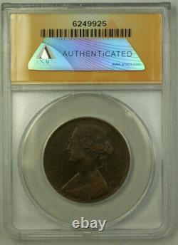 1863 Grande-bretagne 1 Penny Coin Reine Victoria Anacs Ef 45