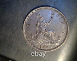 1863 Grande-bretagne, Un Penny, Bronze Très Élevé (uk-318)