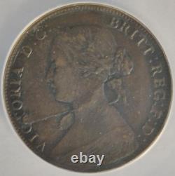 1864 Grande Britaine 1/2 Penny Demi Penny Anacs Ef45 Erreur De Laminage Rare Coin 1a