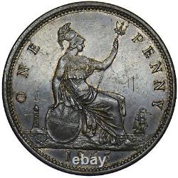1865 Penny Victoria British Bronze Coin V Nice