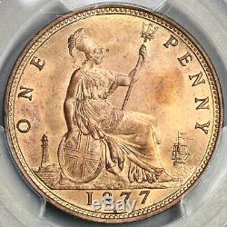 1877 Pcgs Ms 64 Rd Victoria Penny Grande-bretagne Rouge Coin Pop 2/1 (16080101d)