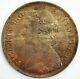 1879 Grande-bretagne Bronze Half Penny 1/2c Uk Pièce Non Circulée Victoria Ruler