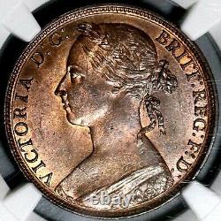 1882-H NGC MS 64 RB Penny Victoria Grande-Bretagne Pièce de monnaie à bouclier convexe (21021504C)