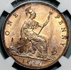 1882-H NGC MS 64 RB Penny Victoria Grande-Bretagne Pièce de monnaie à bouclier convexe (21021504C)