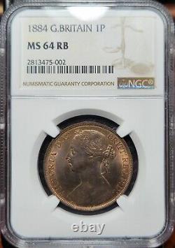 1884 Grande-Bretagne Penny NGC MS64RB