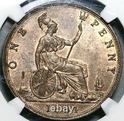 1884 Ngc Ms 63 Victoria Penny Great Britain Rb Mint State Coin (20062403c)