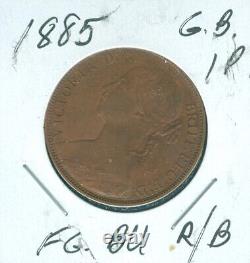 1885 Grande-Bretagne Penny 1p Pièce du Royaume-Uni de la plus haute qualité Bu Rb