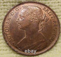 1886 AU-UNC Grande-Bretagne Victoria Bun Head Penny RD Brun Très Original