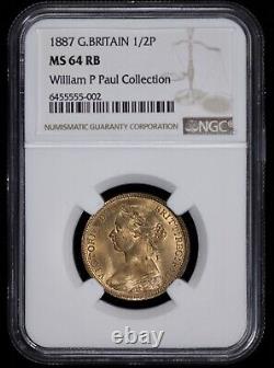 1887 Grande-Bretagne Demi-Penny NGC MS 64 RB 1/2P