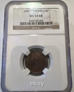 1890 Grande-Bretagne Penny NGC MS 64 RB