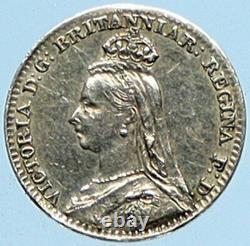 1892 Royaume-uni Grande-bretagne Royaume-uni Queen Victoria Old Silver Penny Coin I97579