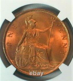 1895 Grande-bretagne One Penny Ngc Ms 66 Rd Rare Dans Cette Catégorie! (352)
