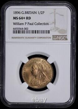 1896 Grande-Bretagne Demi-Penny NGC MS 64+ Rouge 1/2P