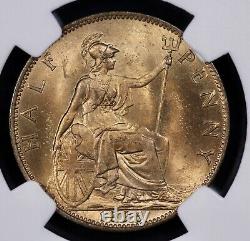 1896 Grande-Bretagne Demi-Penny NGC MS 64+ Rouge 1/2P