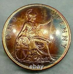 1902 1 Penny Grande-bretagne Bronze (niveau De Basse Mer) Km# 794.1 Prix Négociable