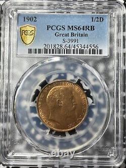 1902 Grande-bretagne 1/2 Penny Pcgs Ms64rb Lot#g3505 Choix Unc! S-3991