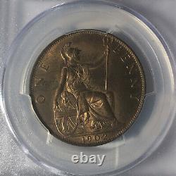 1902 Grande-bretagne 1 Penny King Edward VII Pcgs Ms64-rb Coin