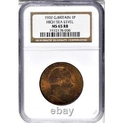 1902 Grande-bretagne 1 Penny, Mbac Ms 65 Rb, Red Brown, Marée Haute