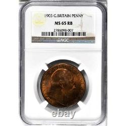 1903 Grande-bretagne 1 Penny, Ngc Ms 65 Rb, Red Brown