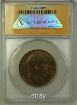 1907 Grande-bretagne 1 Penny Coin Roi Edward VII Anacs Ms 63 Red Brown