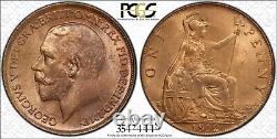 1912 Grande-Bretagne Penny PCGS MS64 RB Détails magnifiques et rare à ce grade