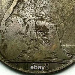 1918 H Grande-bretagne- George V One Penny Bronze Coin- Km# 810 Rare