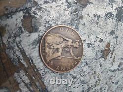 1918-kn Grande-bretagne Roi George V One Penny Bronze Coin
